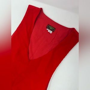 Vintage Women Saddle Club Solid Red 100% Cotton Sleeveless Jumper Dress Sz8 GHM7